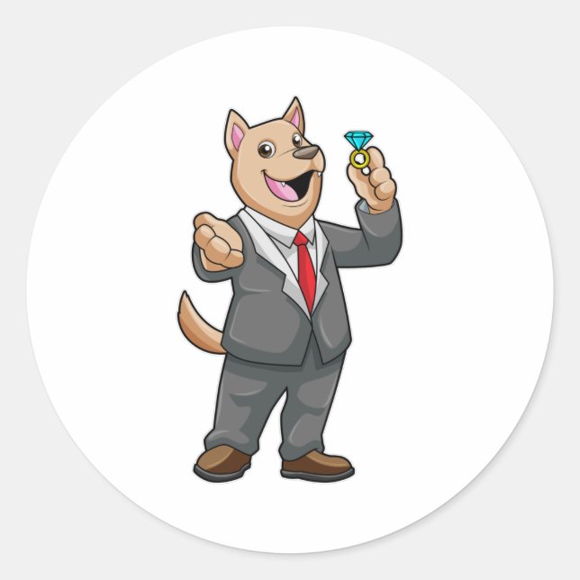 Sticker Rond Cercle Mariage Mariage de chien (Devant)