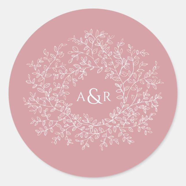 Sticker Rond Cercle rose roux et roux de mariage monogramme feu (Devant)