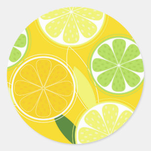 Sticker Rond Cercle / timbre avec citrons