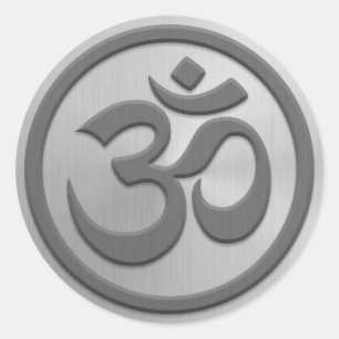Sticker Rond Cercle Yoga Om avec effet acier inoxydable