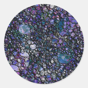 Sticker Rond Cercles abstraits dessinés à la main, Bleu, Violet
