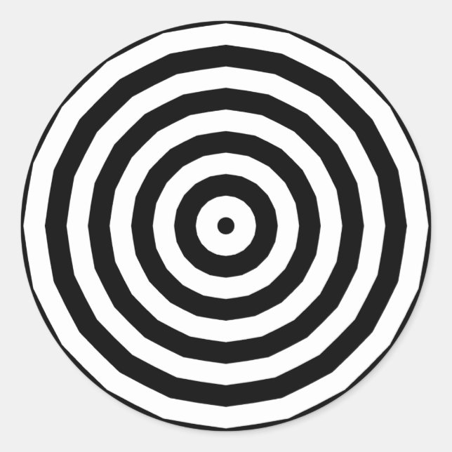 Sticker Rond Cercles concentrés noirs et blancs Illusion optiqu (Devant)