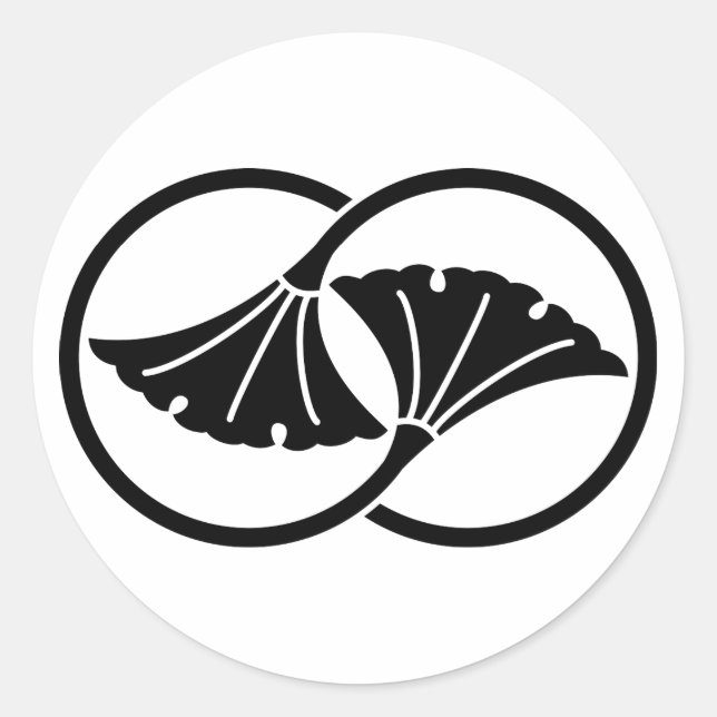 Sticker Rond Cercles de feuilles de ginkgo liés (Devant)