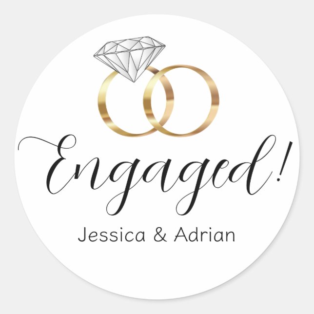 Sticker Rond Cercles de Mariages de diamants blancs personnalis (Devant)