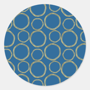 Sticker Rond Cercles d'or et Bleu clair Moderne tendance
