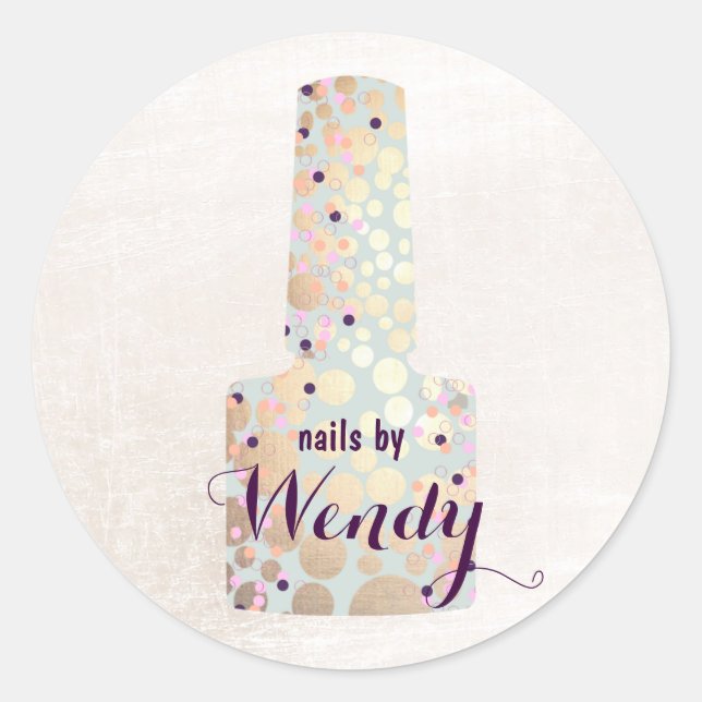 Sticker Rond Cercles d'or Polonais Bouteille Salon Manicuriste (Devant)