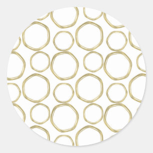 Sticker Rond Cercles Dorés Sur Fond Blanc Moderne Tendance