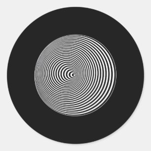 Sticker Rond Cercles noirs noirs blancs Cocentric Illusion opti