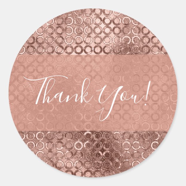 Sticker Rond Cercles Rose Doré Brillants Luxe Étincelant Rose (Devant)