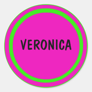 Sticker Rond Cercles roses chauds et verts citron vert