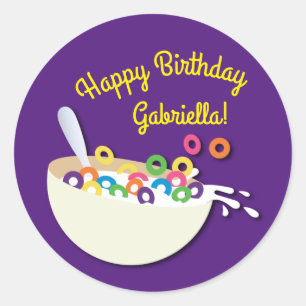 Sticker Rond Cereal Bowl Enfants Slepover Anniversaire fête mig