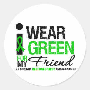 Sticker Rond Cérébral Palsy Je Porte Du Ruban Vert Pour Mon Ami