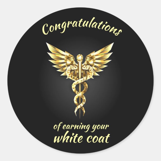 Sticker Rond Cérémonie du manteau blanc Gold Médicale (Devant)