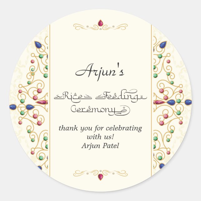 Sticker Rond Cérémonie moderne du Premier Riz Annaprashan (Devant)