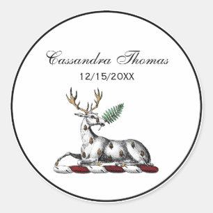Sticker Rond Cerf avec Emblème héraldique de graisse