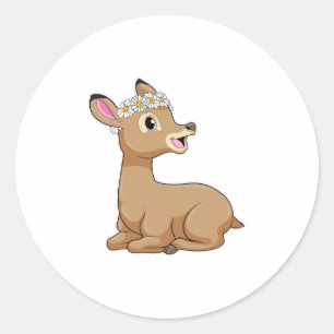 Sticker Rond Cerf avec Fleur marguerite