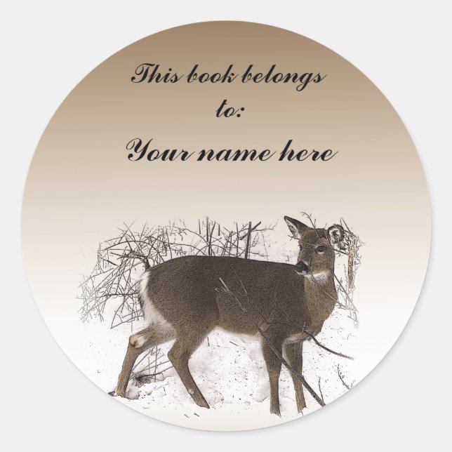 Sticker Rond Cerf dans la plaque de neige (Devant)