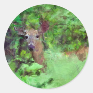 Sticker Rond Cerfs communs coupés la queue par blanc dans la