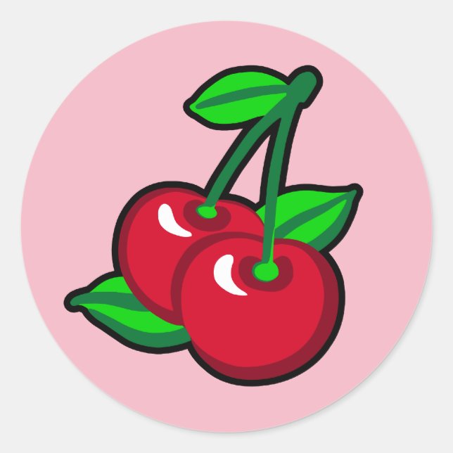Sticker Rond Cerise pour les cueilleurs de cerises (Devant)