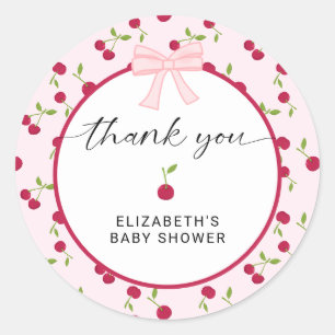 Sticker Rond Cerise sur Bébé Fête Coquette Merci