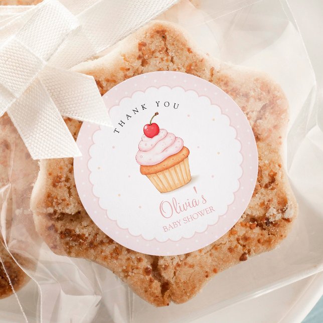 Sticker Rond Cerise sur le Baby shower supérieur (Créateur téléchargé)