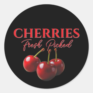 Sticker Rond Cerises fraîchement cueillies