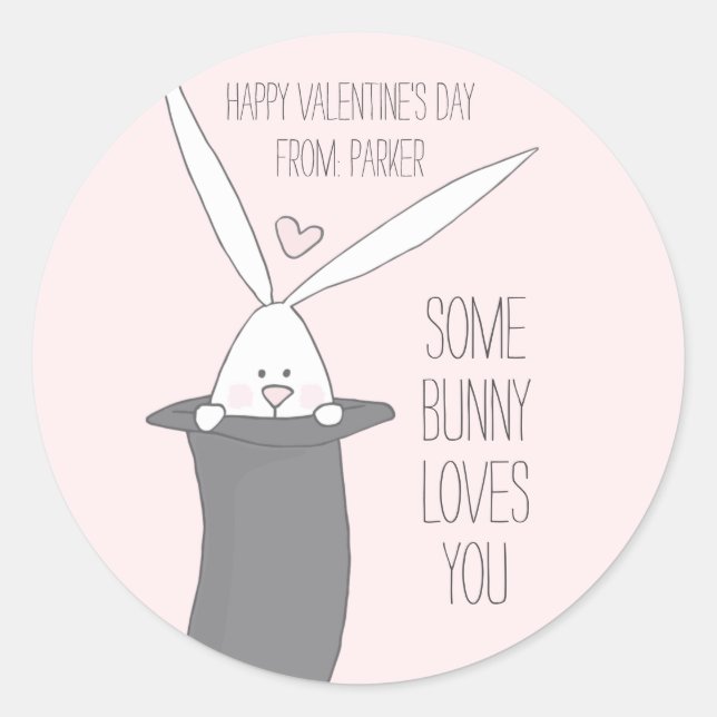 Sticker Rond Certains Bunny Vous Aime - De belles valentines de (Devant)
