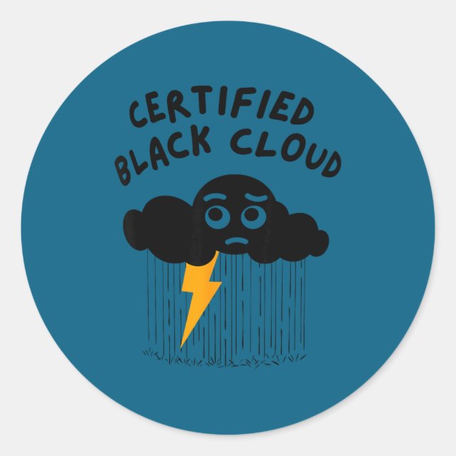 Sticker Rond Certified Black Cloud Funny Design  (Devant)