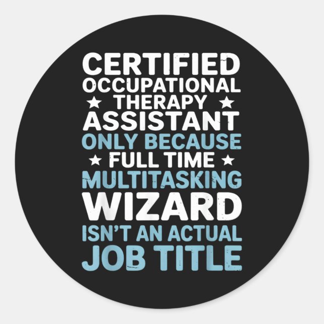 Sticker Rond Certified Occupational Therapy Istant Cota Therast (Devant)