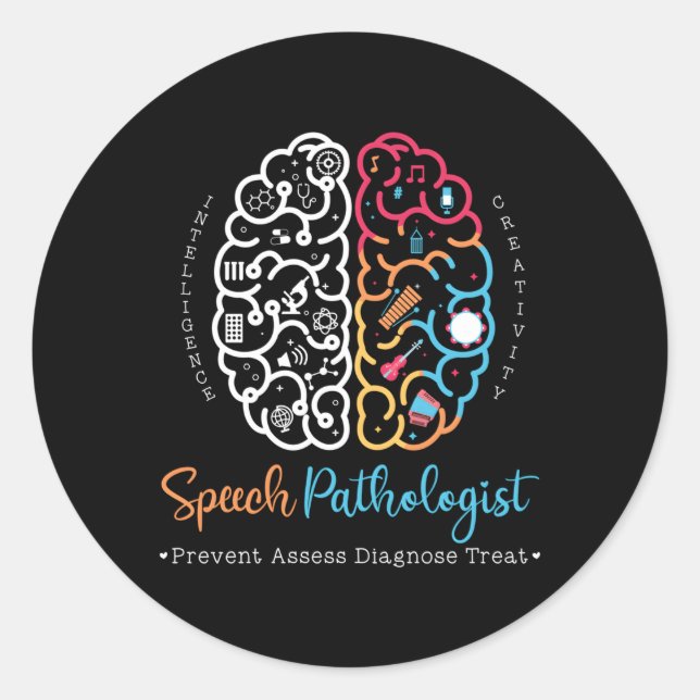Sticker Rond Cerveau D'Un Discours Pathologiste Langue Discours (Devant)