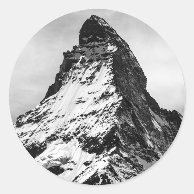 Sticker Rond Cervin, Alpes noir et blanc (Devant)