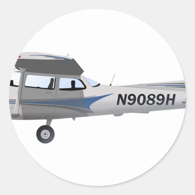 Sticker Rond Cessna 172 Skyhawk Blue (Devant)