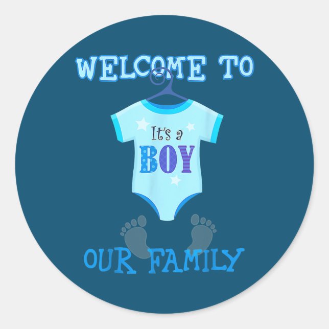 Sticker Rond C'est A Boys Baby shower Party News Bébé Cadeau Pa (Devant)