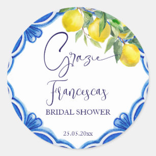 Sticker Rond C'est amore Blue tuile citron la faveur italienne