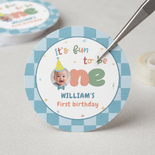 Sticker Rond C'est amusant d'être un garçon pour son premier an
