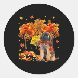 Sticker Rond C'est automne Y'all mignon Leonberger automne arbr