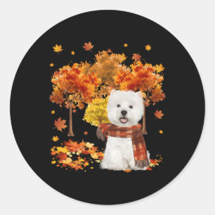 Sticker Rond C'Est Automne Y'All Westie Automne Arbre Feuilles 