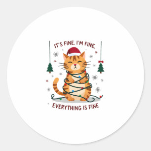 Sticker Rond C'est Bien Je Suis Bien Tout Va Bien Xmas Chat Chr