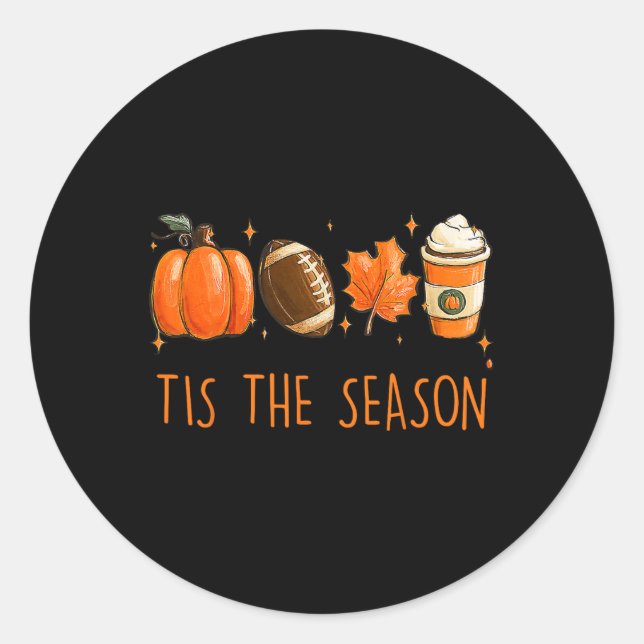 Sticker Rond C'Est La Saison Automne Football Citrouille Coffee (Devant)
