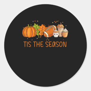 Sticker Rond C'Est La Saison Citrouille De Football Épices Tout