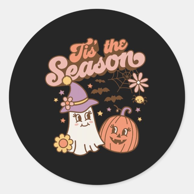 Sticker Rond C'Est La Saison Citrouille Épice Automne Halloween (Devant)