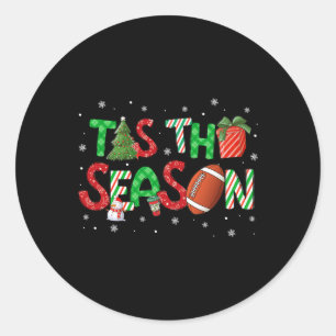 Sticker Rond C'est la saison de football arbre de Noël café Joy