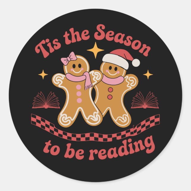 Sticker Rond C'Est La Saison De Lire L'École De Noël (Devant)