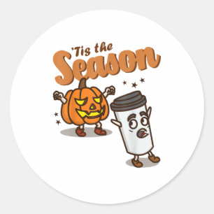 Sticker Rond C'est la saison détester Pumpkin Spice Latte Hallo