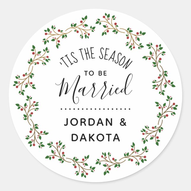Sticker Rond 'C'Est La Saison D'Être Marié | Mariage de Noël (Devant)