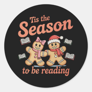 Sticker Rond C'est la saison pour lire Gingerbread Noël