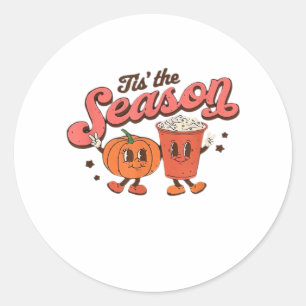 Sticker Rond C'Est La Saison Retro Halloween Automne Fête Vinta