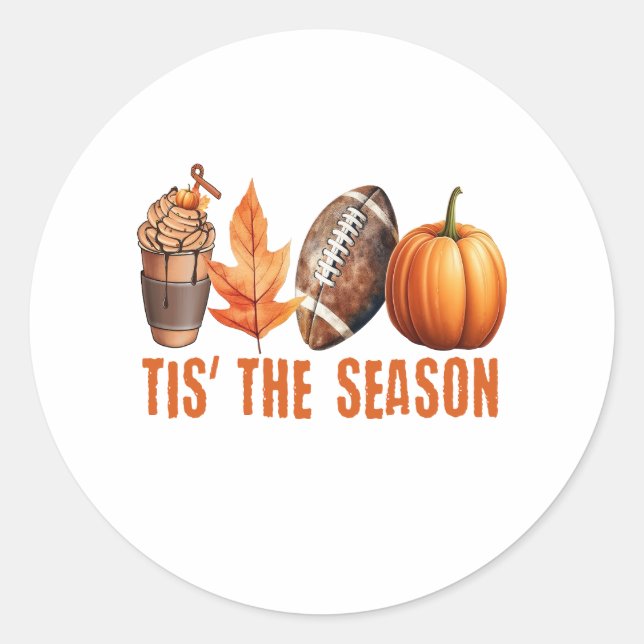 Sticker Rond C'Est La Saison Thanksgiving Citrouille (Devant)