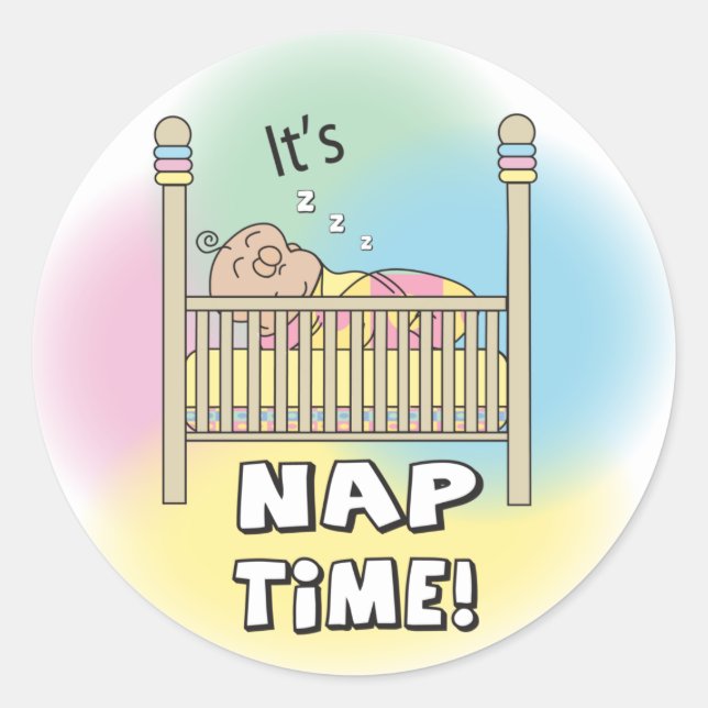 Sticker Rond C'est l'heure de la sieste du bébé (Devant)