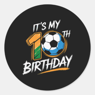 Sticker Rond C'est ma fête d'anniversaire de 10 ans Football 10
